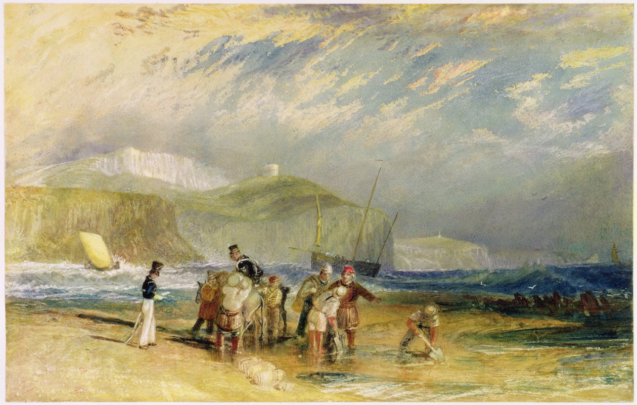 Folkestone Harbour and Coast to Devon, c.1830 (Wc a kvaš na papíře) od Joseph Mallord William Turner