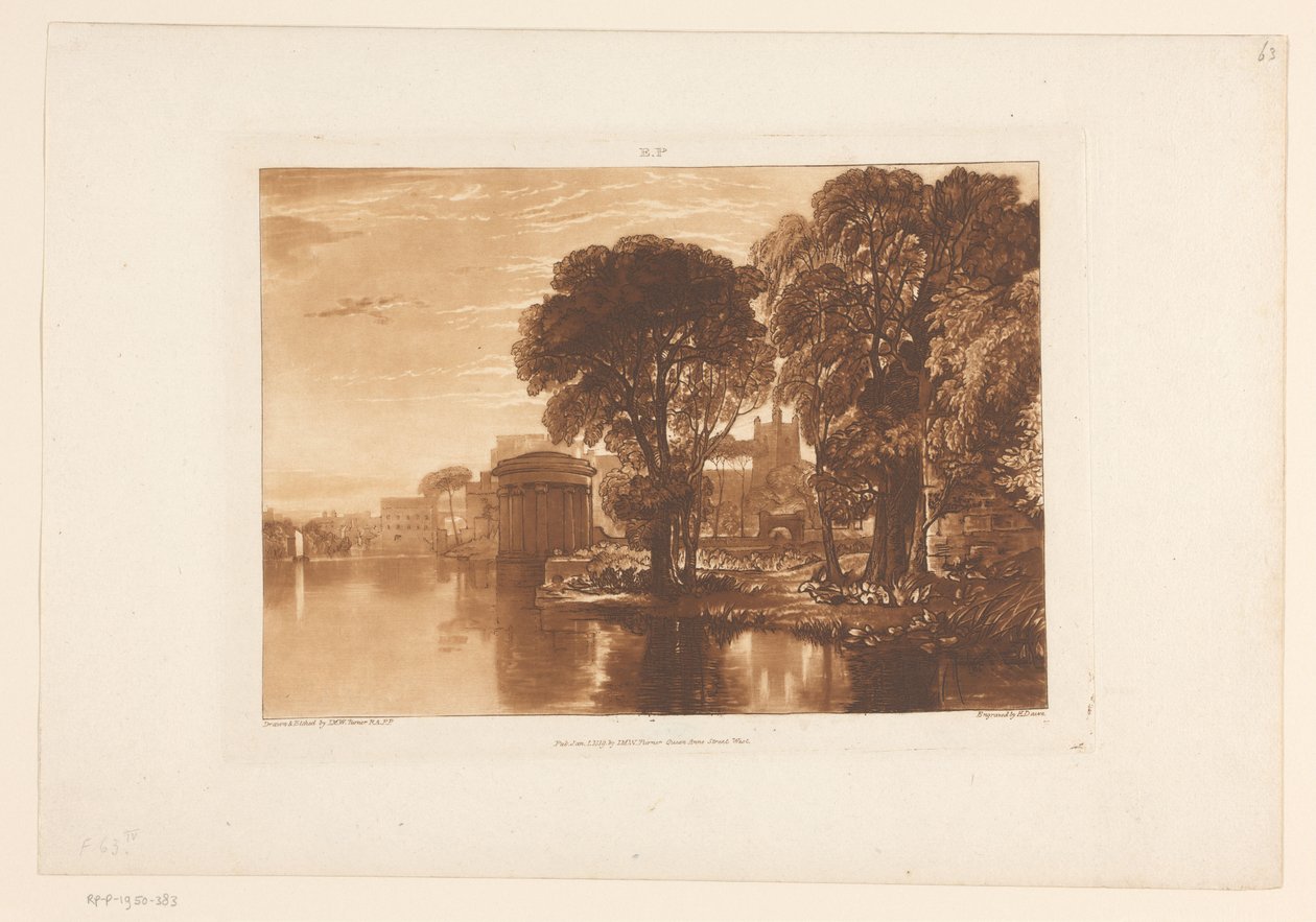 Pohled na Isleworth z Temže Isleworth Krajinářské studie (název série) Liber Studiorum (název série) od Joseph Mallord William Turner