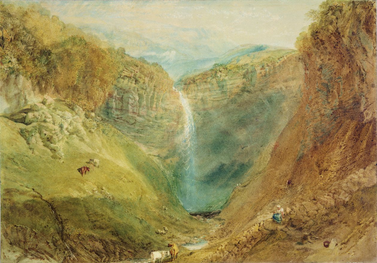 Hardraw Fall, Yorkshire, kolem roku 1820 od Joseph Mallord William Turner