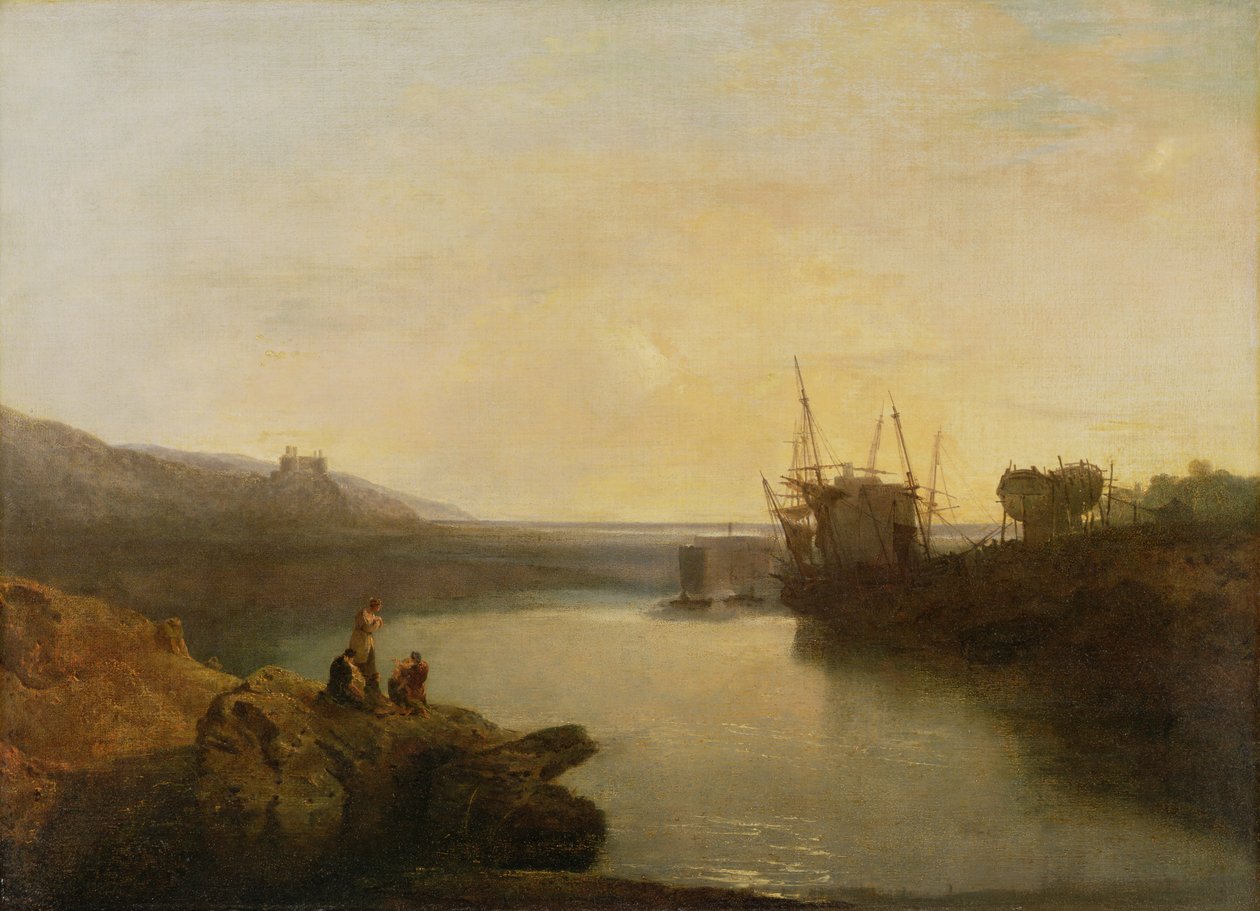Hrad Harlech, z trajektu Twgwyn, letní večerní soumrak od Joseph Mallord William Turner
