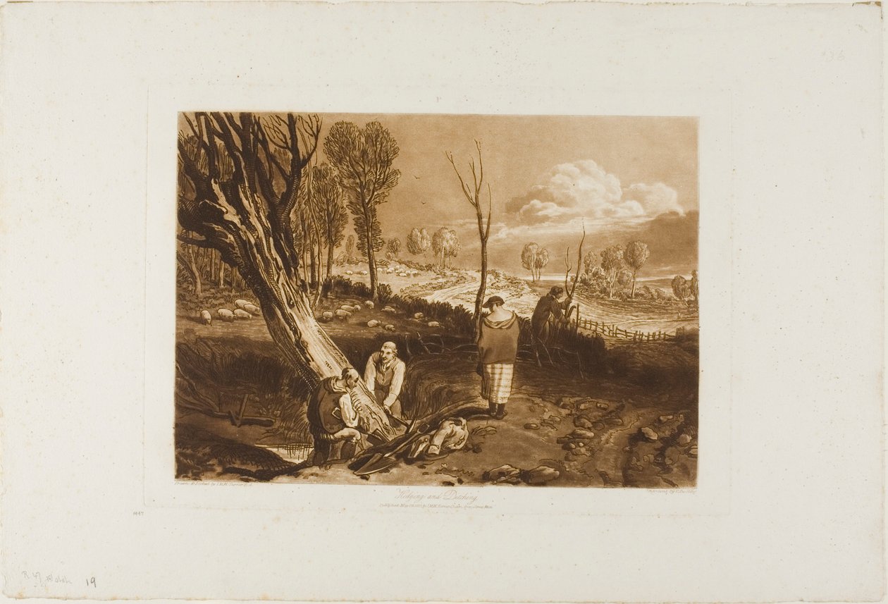 Hedging and Ditching, deska 47 od Liber Studiorum od Joseph Mallord William Turner