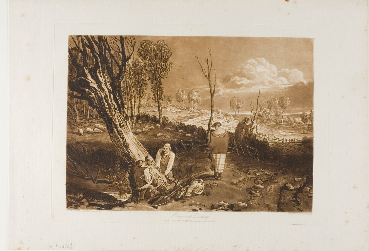 Hedging and Ditching, deska 47 od Liber Studiorum od Joseph Mallord William Turner