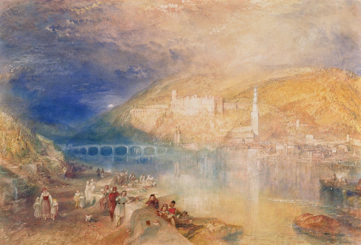 Heidelberg: Auringonlasku, n. 1840-1842 (akvarelli ja vartaloväri paperille) od Joseph Mallord William Turner
