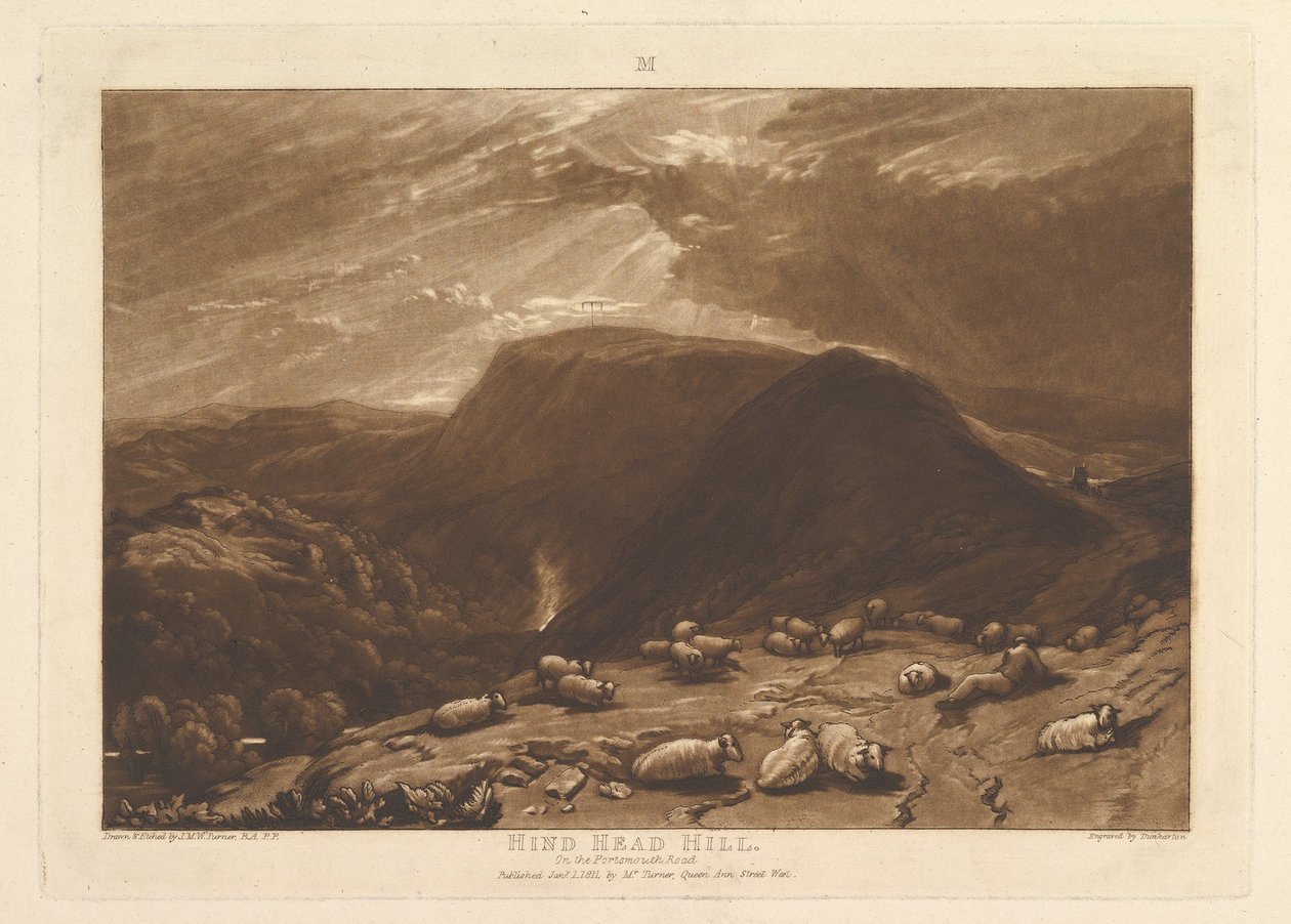 Hind Head Hill, Na Portsmouth Road Liber Studiorum, část V, deska 25, 1. ledna 1811. od Joseph Mallord William Turner