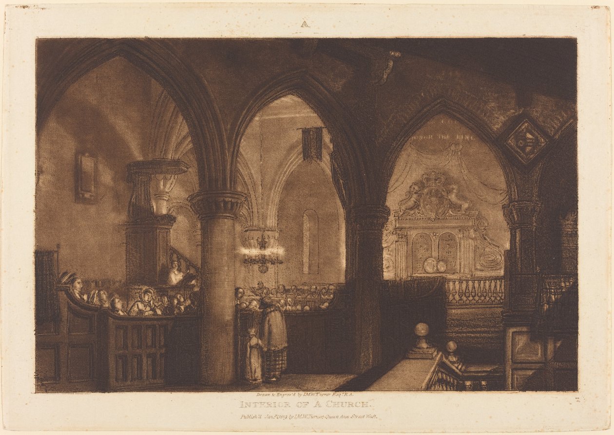 Interiér kostela od Joseph Mallord William Turner