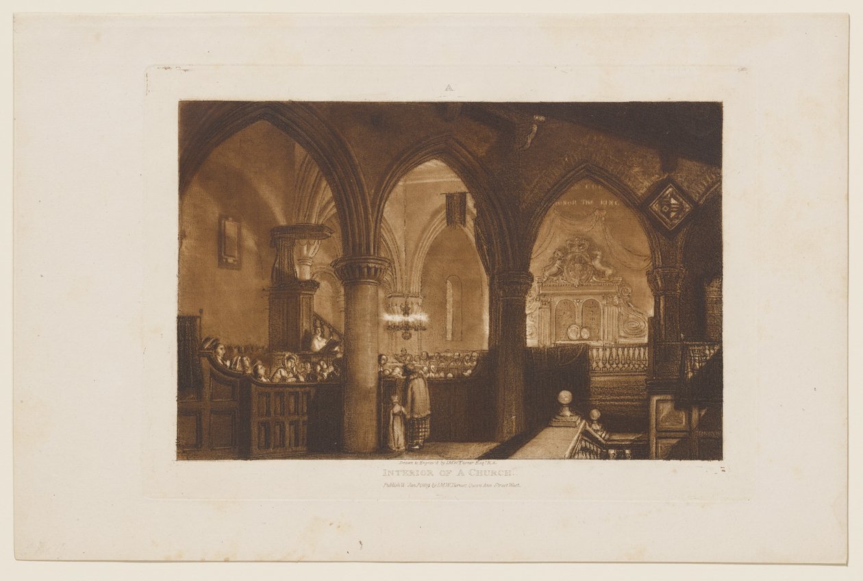 Interiér kostela od Joseph Mallord William Turner