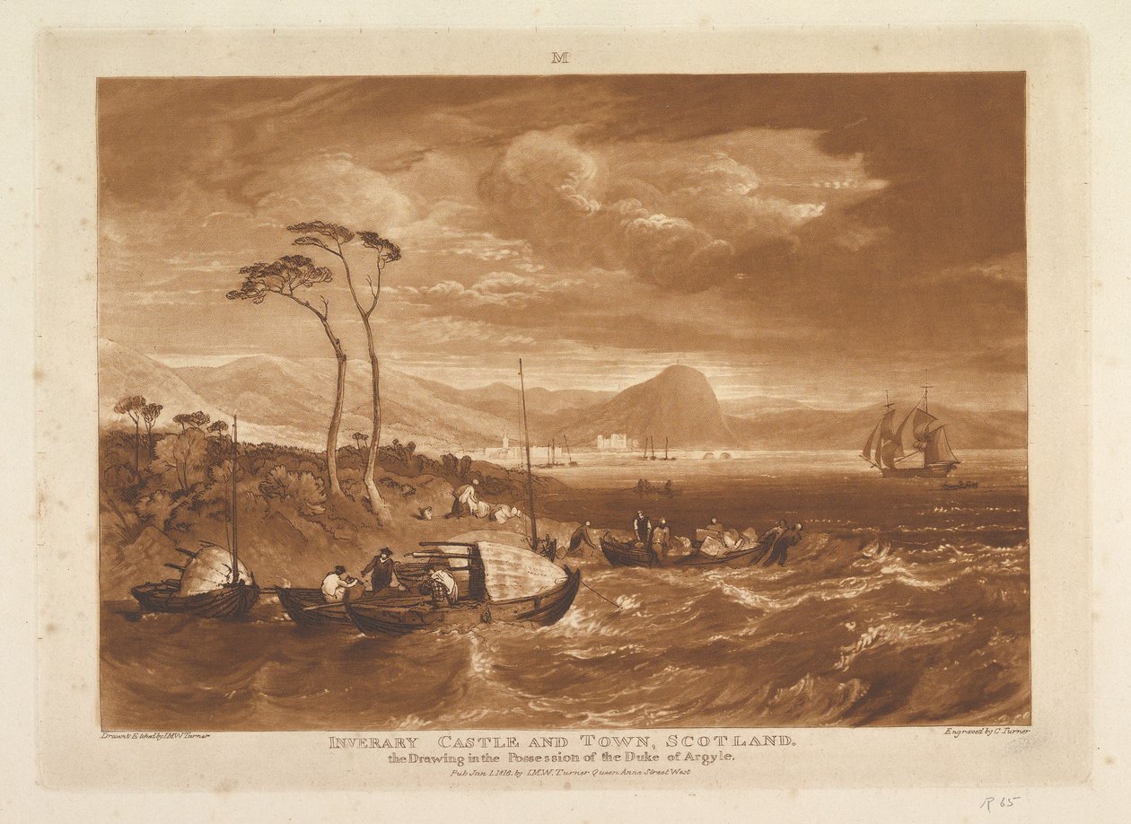 Inverary Castle and Town, Skotsko Liber Studiorum, část XIII, deska 65, 1. ledna 1816. od Joseph Mallord William Turner