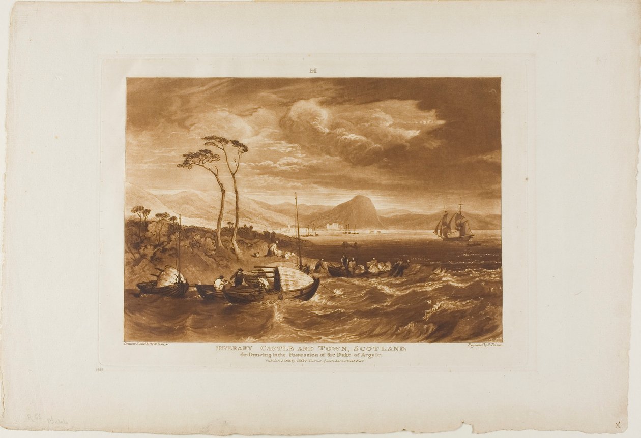 Hrad a město Inveraray, deska 65 od Liber Studiorum od Joseph Mallord William Turner