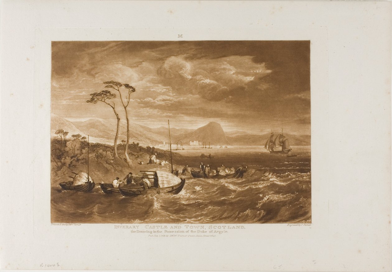 Hrad a město Inveraray, deska 65 od Liber Studiorum od Joseph Mallord William Turner
