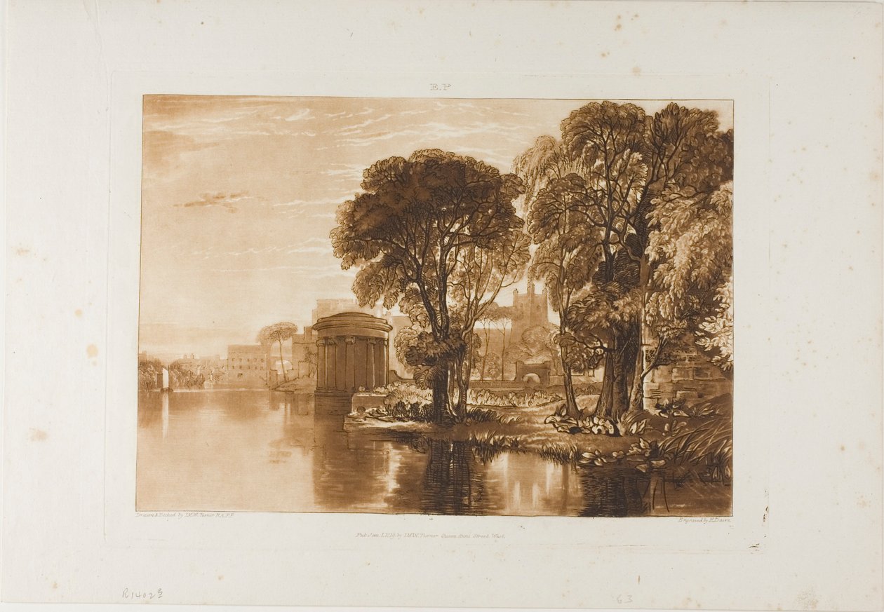 Isleworth, deska 63 od Liber Studiorum od Joseph Mallord William Turner