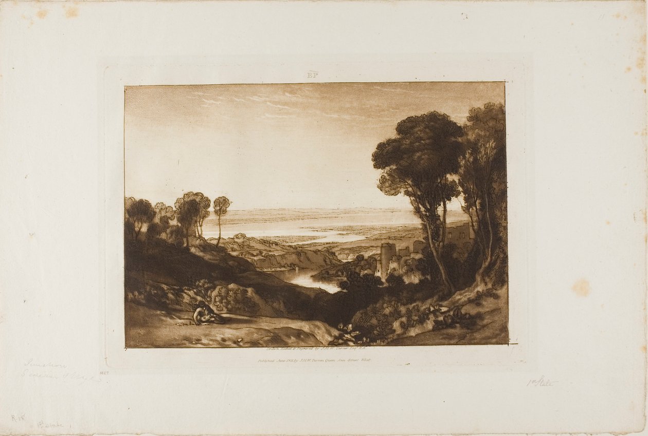 Křižovatka Severn a Wye, deska 28 z Liber Studiorum od Joseph Mallord William Turner