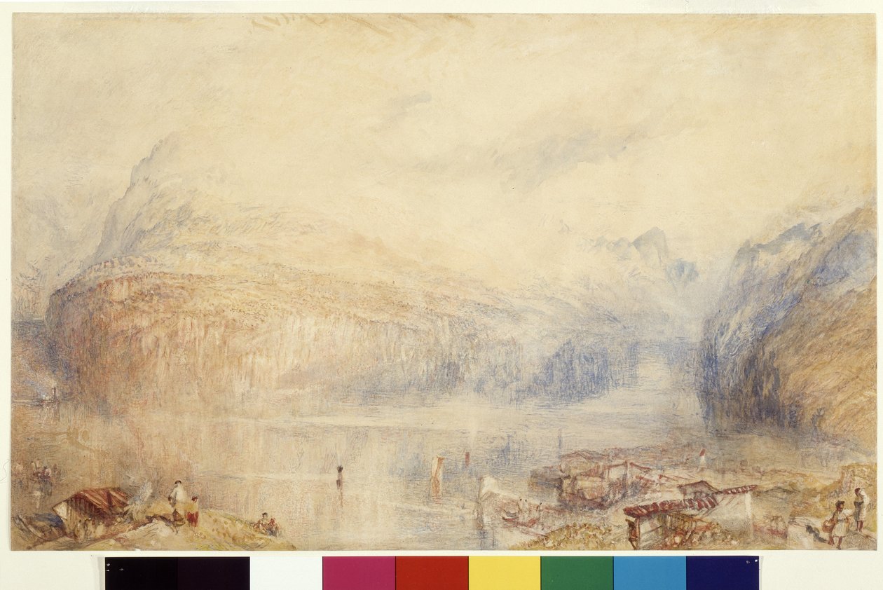 Lucernské jezero z Brunnenu (akvarel a kvaš na bílém papíře) od Joseph Mallord William Turner