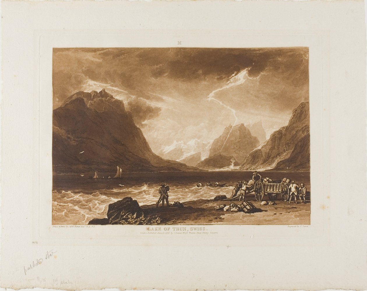 Thunské jezero, deska 15 z Liber Studiorum od Joseph Mallord William Turner