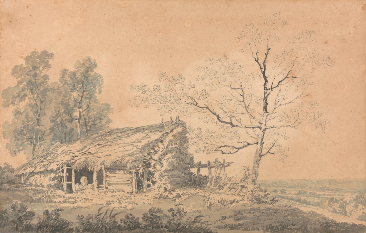 Krajina se stodolou, kolem roku 1795 (grafit a mytí na papíře) od Joseph Mallord William Turner