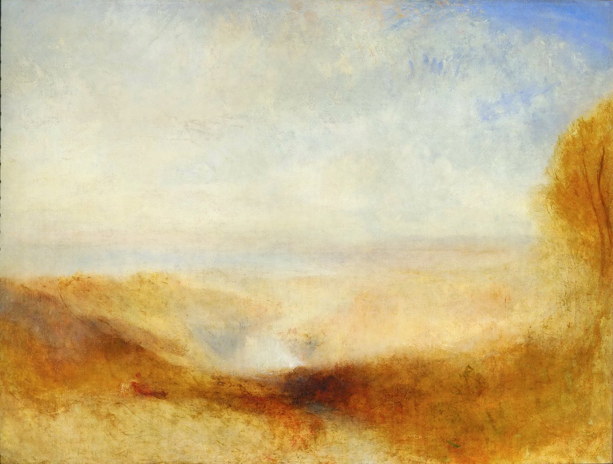 Krajina s řekou a zálivem v pozadí od Joseph Mallord William Turner