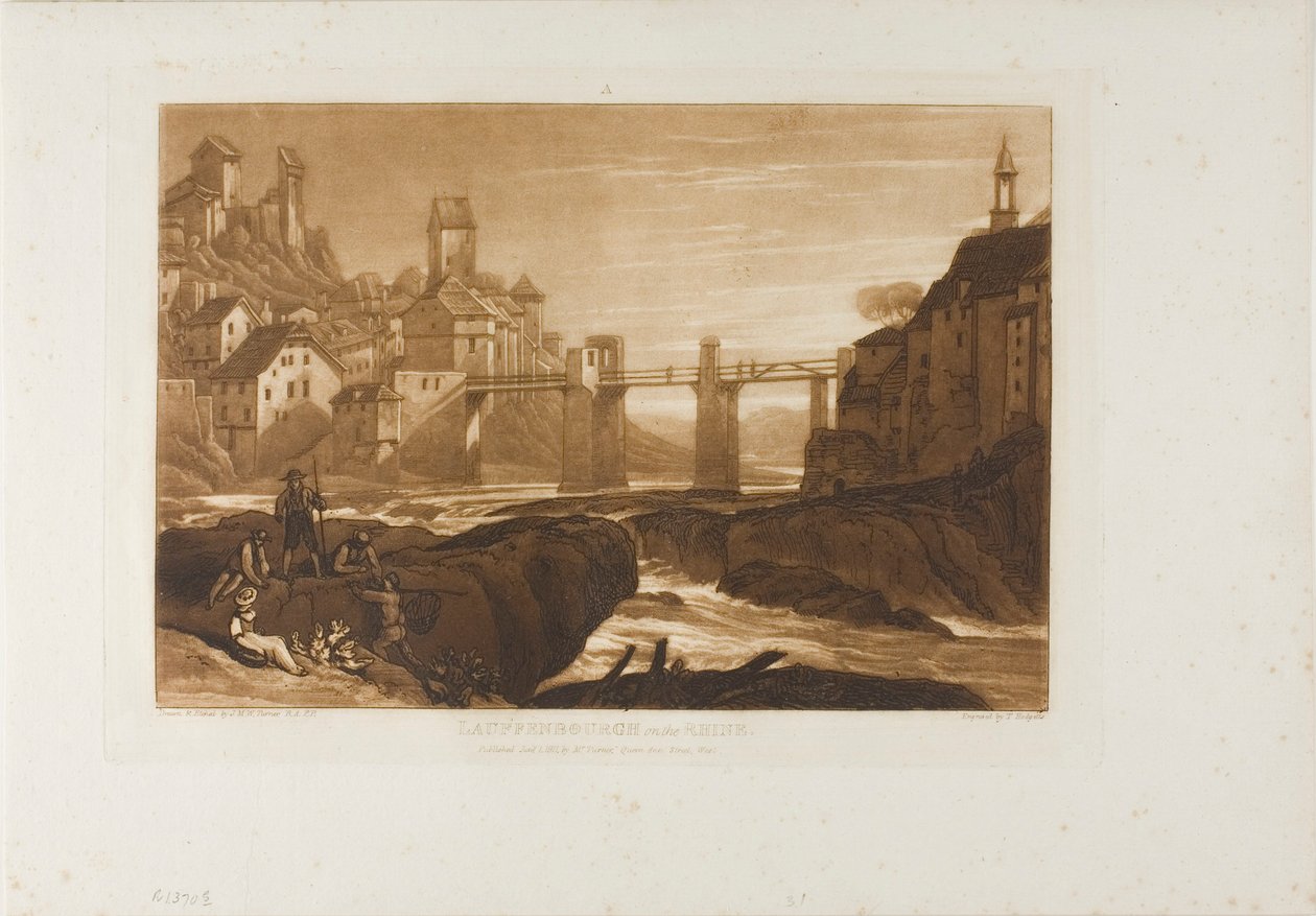 Lauffenbourgh na Rýnu, deska 31 z Liber Studiorum od Joseph Mallord William Turner