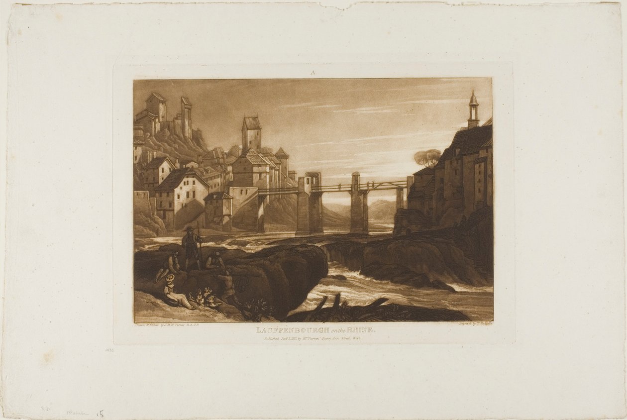 Lauffenbourgh na Rýnu, deska 31 z Liber Studiorum od Joseph Mallord William Turner