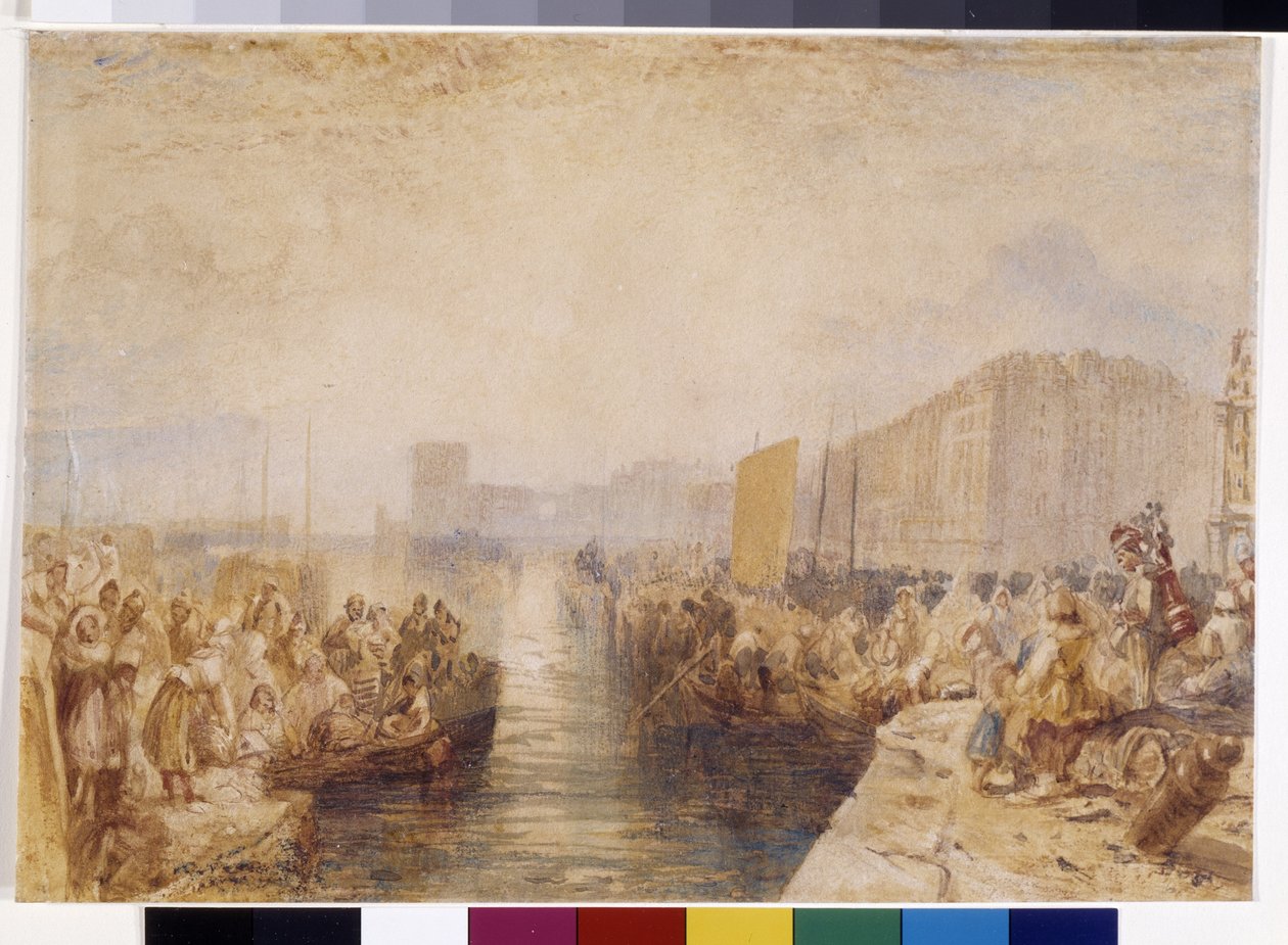 Le Havre: Západ slunce (akvarel zesílený perem a červeným inkoustem na bílém papíře) od Joseph Mallord William Turner