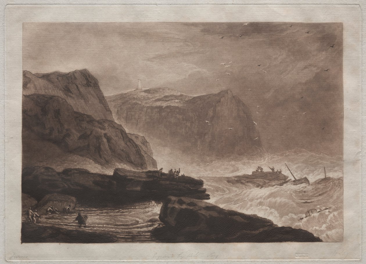 Liber Studiorum: Pobřeží Yorkshire, poblíž Whitby. od Joseph Mallord William Turner