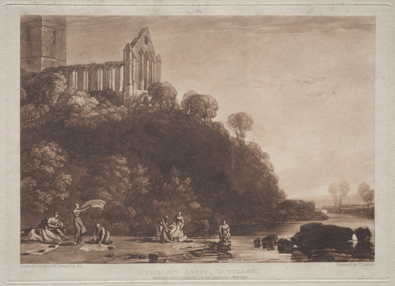 Liber Studiorum:  Opatství Dumblain, Skotsko od Joseph Mallord William Turner