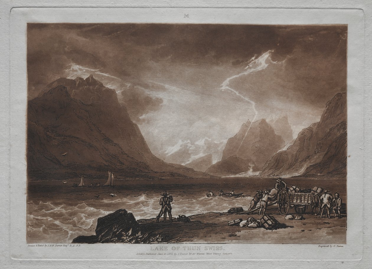 Liber Studiorum: Thunské jezero, Švýcarsko od Joseph Mallord William Turner