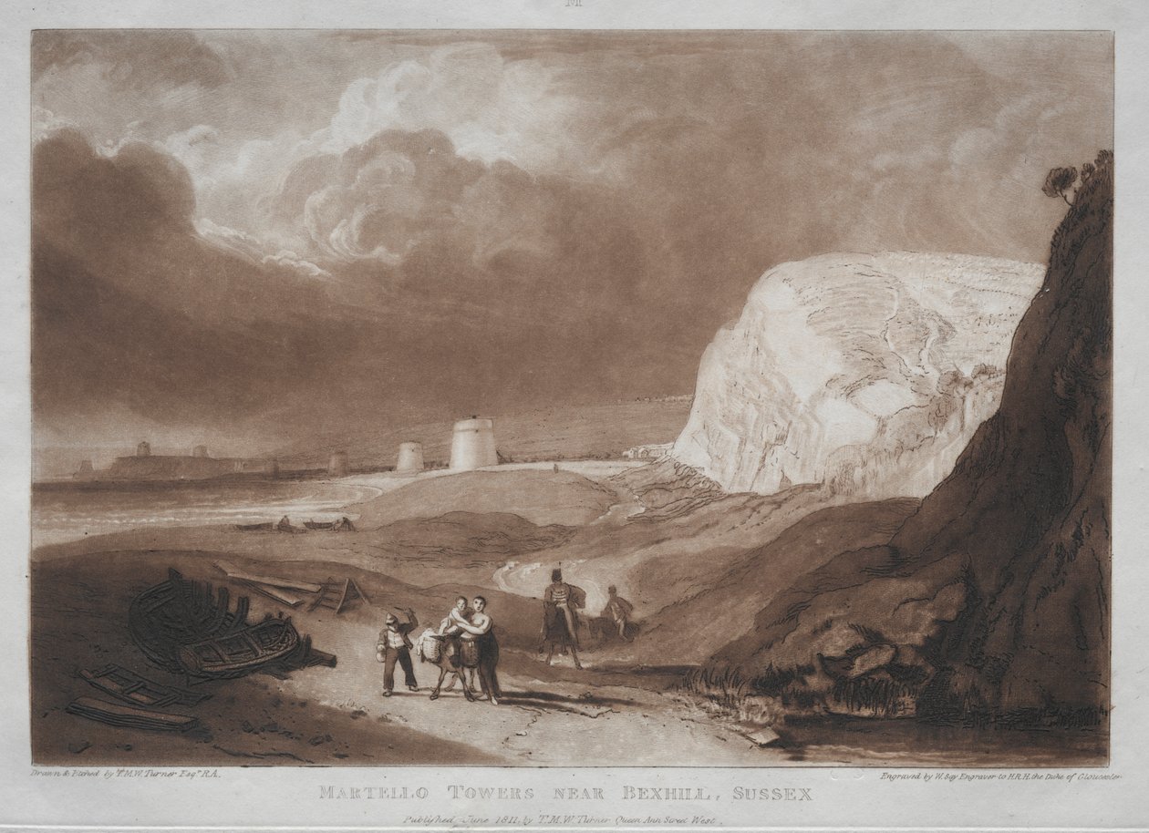 Studijní kniha: Martello Towers, poblíž Bexhill, Sussex od Joseph Mallord William Turner