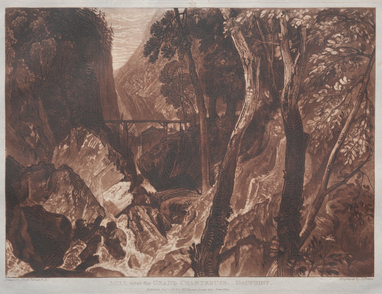 Liber Studiorum: Mlýn poblíž Grand Chartreuse, Dauphiny od Joseph Mallord William Turner