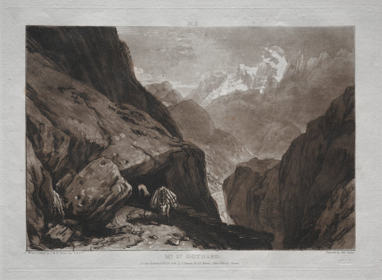 Studijní kniha: Mt. Svatý. Gotthard od Joseph Mallord William Turner