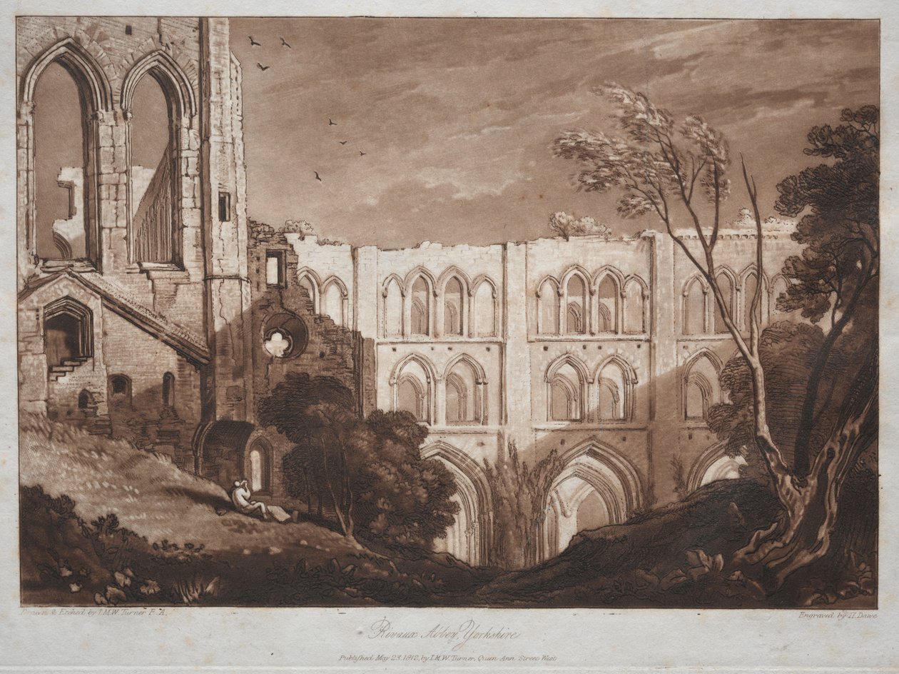 Liber Studiorum: Rivals Abbey, Yorkshire od Joseph Mallord William Turner