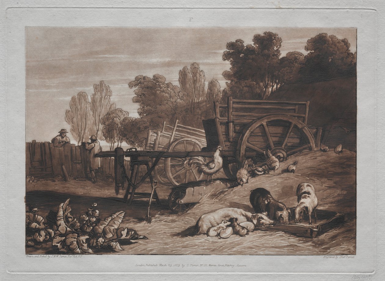 Liber Studiorum: Dvůr s kohoutem od Joseph Mallord William Turner