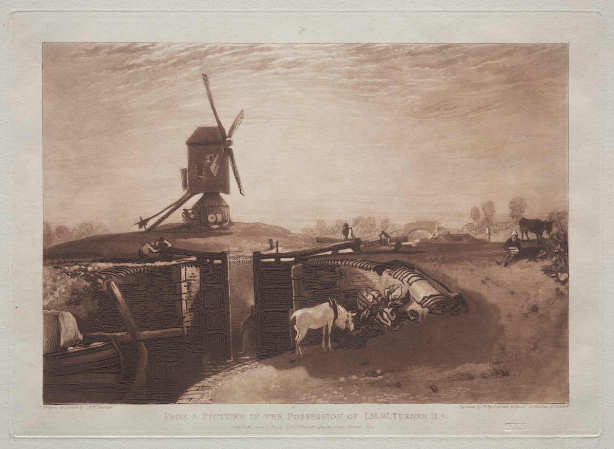 Liber Studiorum: Větrný mlýn a zámek. od Joseph Mallord William Turner