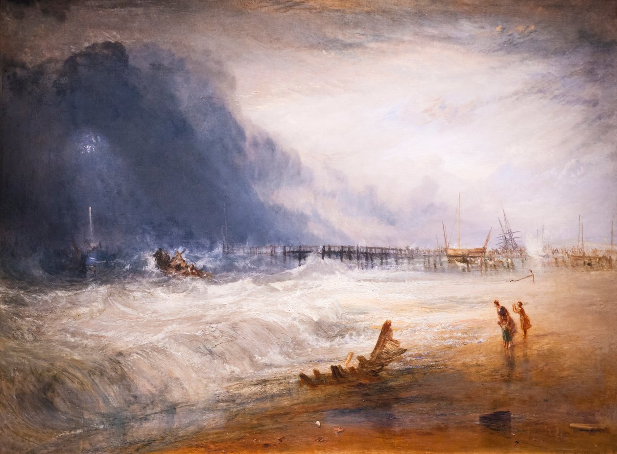 Záchranný člun a přístroj manby míří na uvízlé plavidlo od Joseph Mallord William Turner