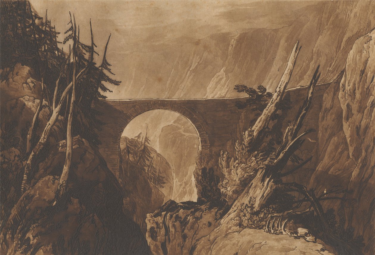 Malý Ďáblův most přes Reuss nad Altdorfem, Švýcarsko od Joseph Mallord William Turner