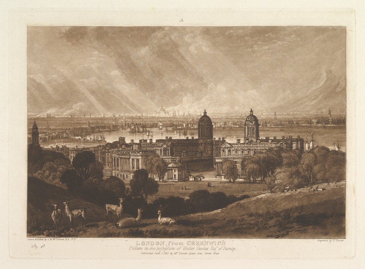 London z Greenwich Liber Studiorum, část V, deska 26, 1. ledna 1811. od Joseph Mallord William Turner