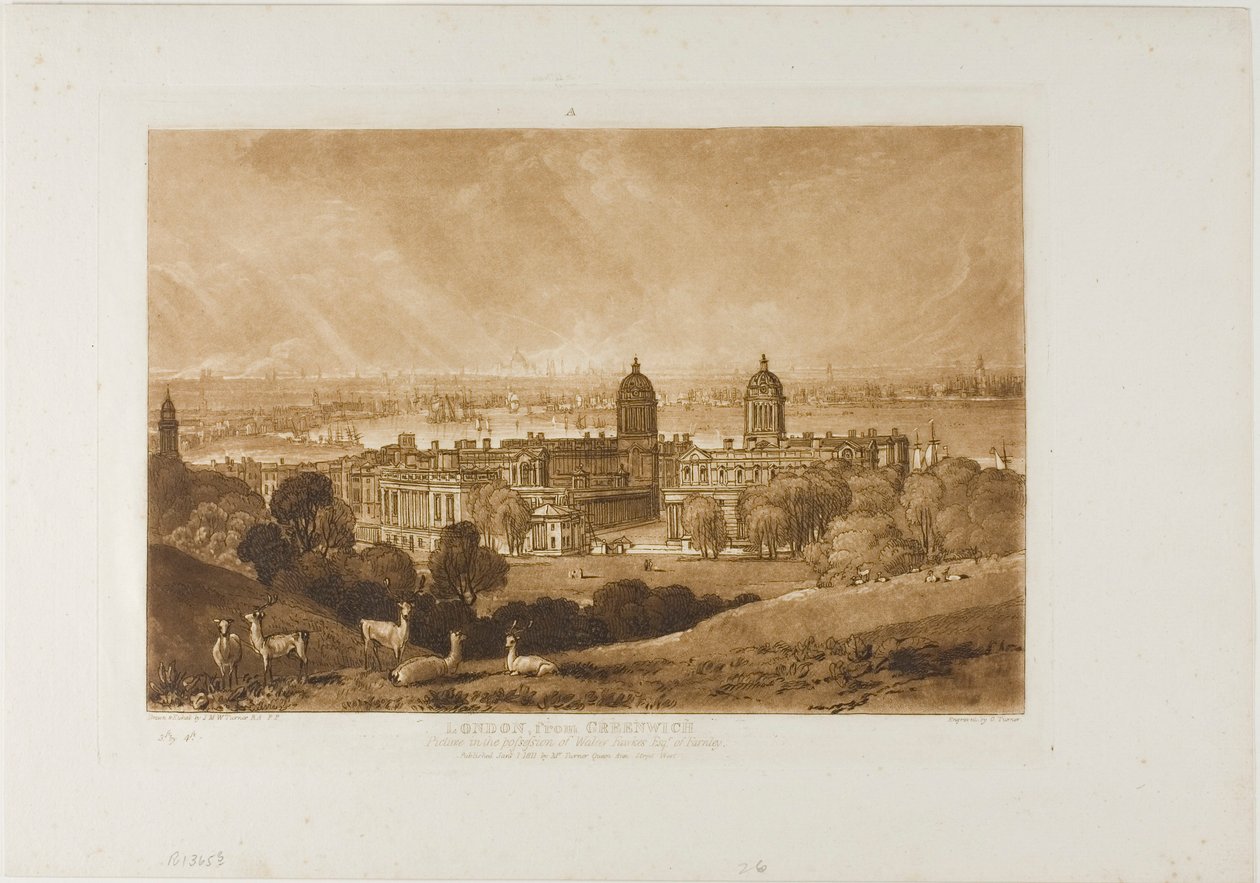 London z Greenwiche, deska 26 z Liber Studiorum od Joseph Mallord William Turner