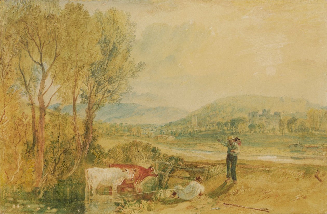 Hrad Lulworth, Dorset, kolem roku 1820 (akvarel s škrábáním na tkaném papíře) od Joseph Mallord William Turner