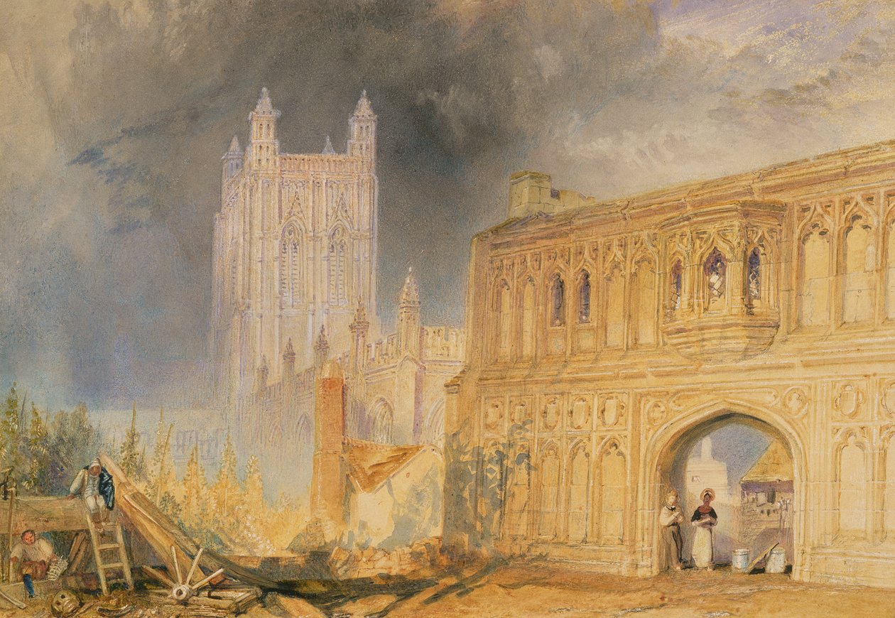 Malvern Abbey and Gate, Worcestershire, cca 1830 (akvarel na papíře) od Joseph Mallord William Turner