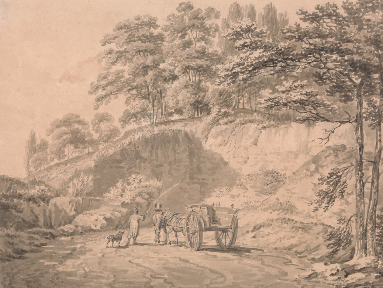Muž s koňským povozem vjíždějící do lomu od Joseph Mallord William Turner