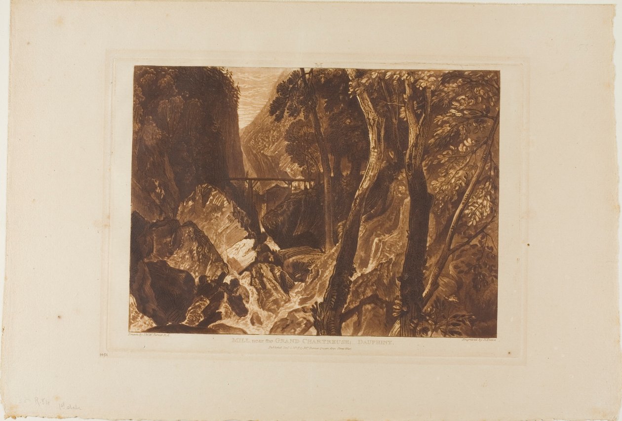 Mlýn poblíž Grand Chartreuse, deska 54 z Liber Studiorum od Joseph Mallord William Turner