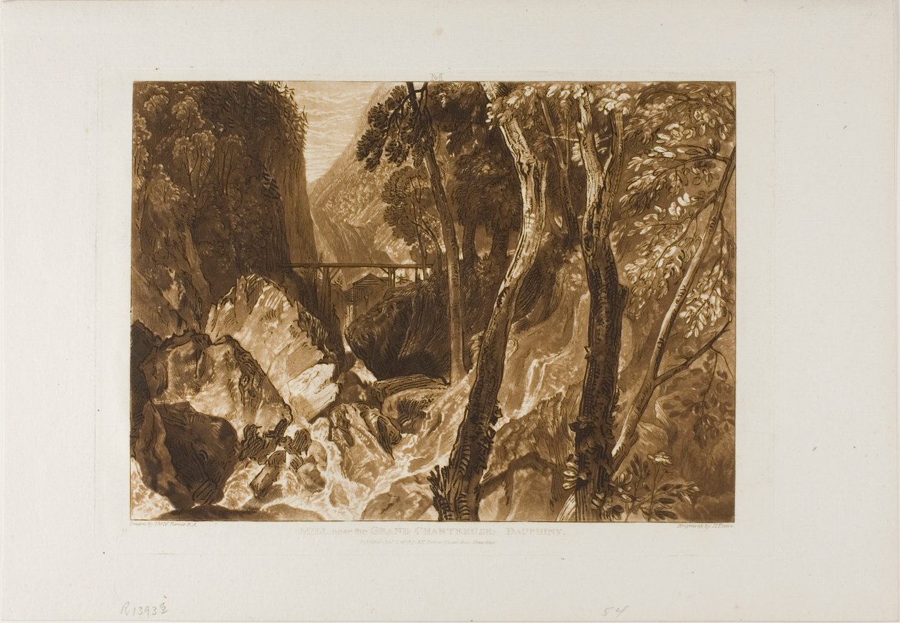 Mlýn poblíž Grand Chartreuse, deska 54 z Liber Studiorum od Joseph Mallord William Turner