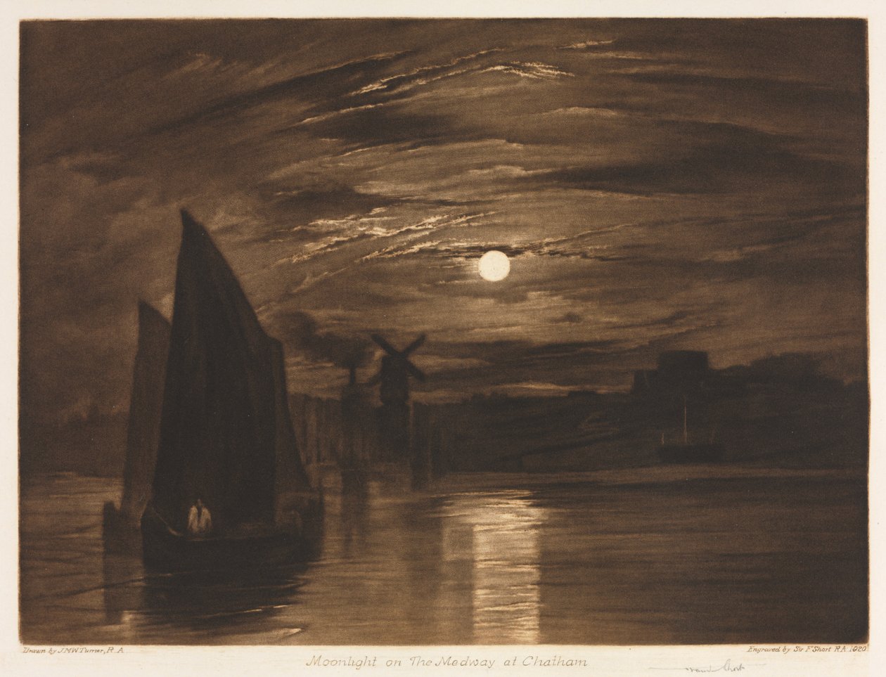 Moonlight on the Medway at Chatham, 1920. od Joseph Mallord William Turner