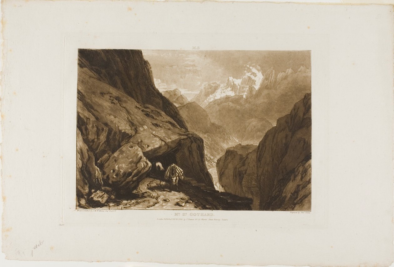 Mount Saint Gothard, deska 9 od Liber Studiorum od Joseph Mallord William Turner