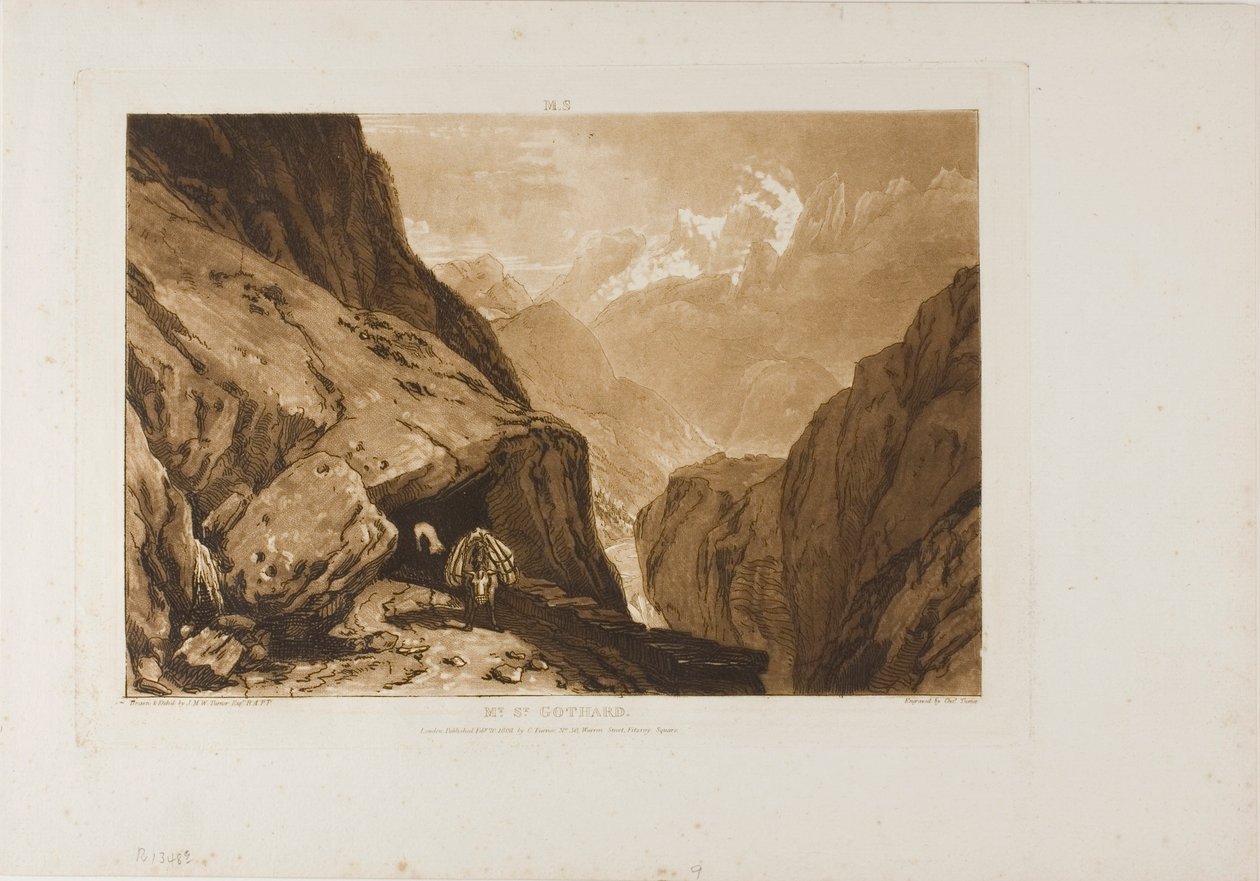 Mount Saint Gothard, deska 9 od Liber Studiorum od Joseph Mallord William Turner