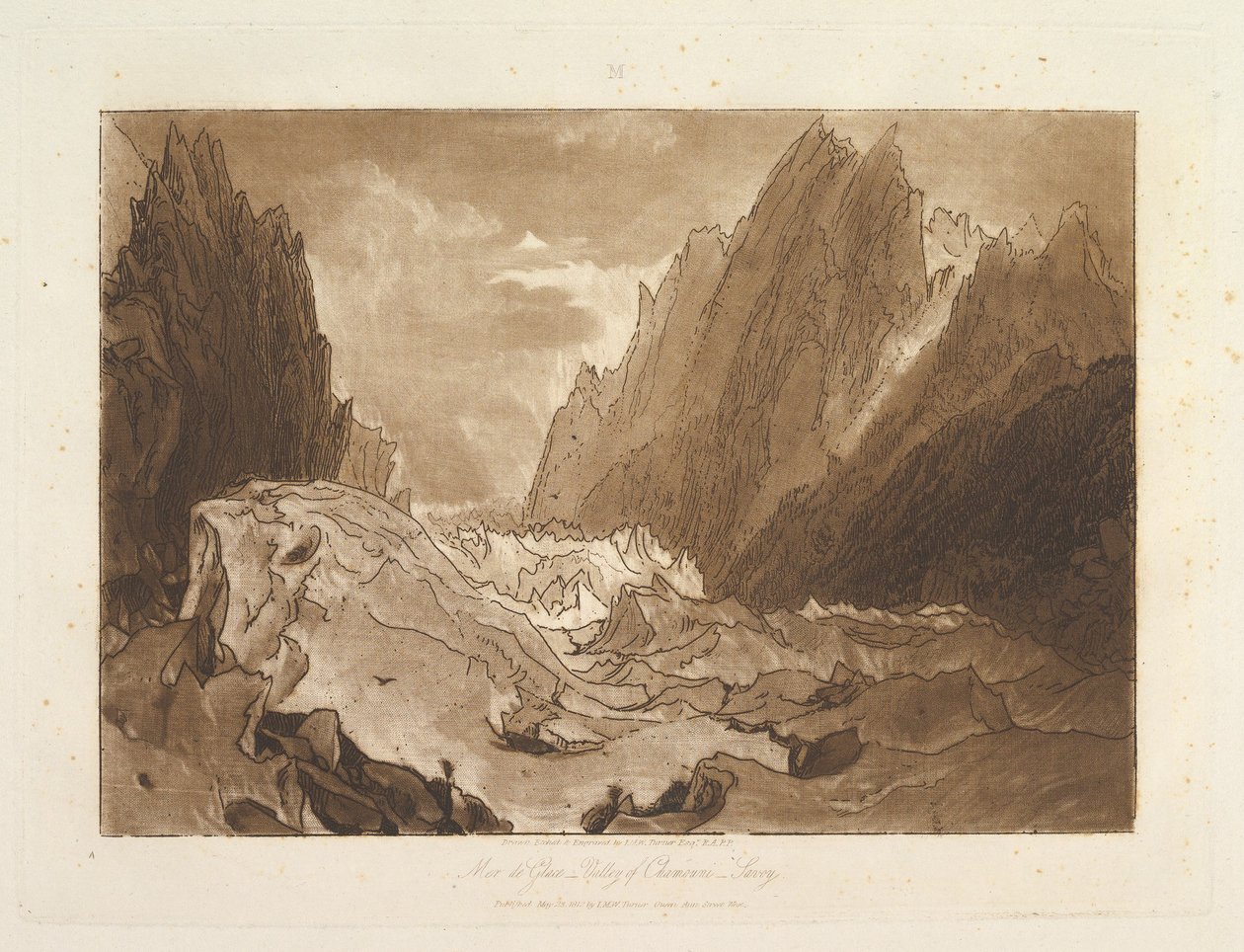 Manžel z Glace, Valley of Chamouni-Savoy Liber Studiorum, část X, deska 50, 23. května 1812. od Joseph Mallord William Turner