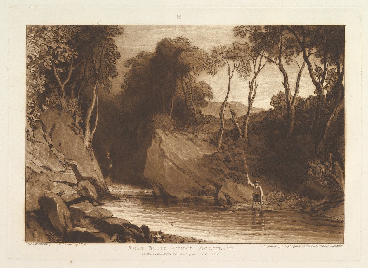 Poblíž Blair Athol, Skotsko Liber Studiorum, část VI, deska 30, 1. června 1811. od Joseph Mallord William Turner