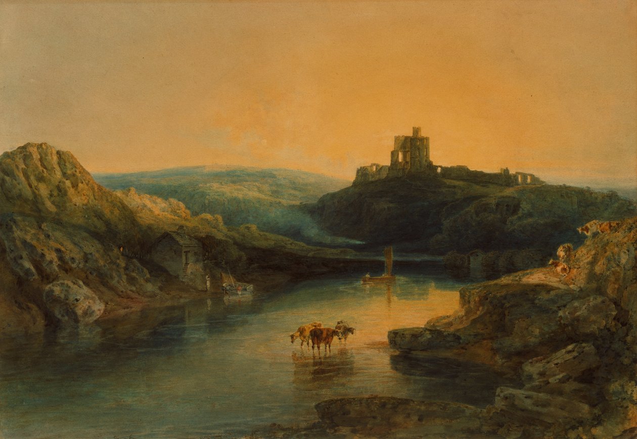 Norham Castle: Morning, cca 1797 (tužka a akvarel na papíře) od Joseph Mallord William Turner