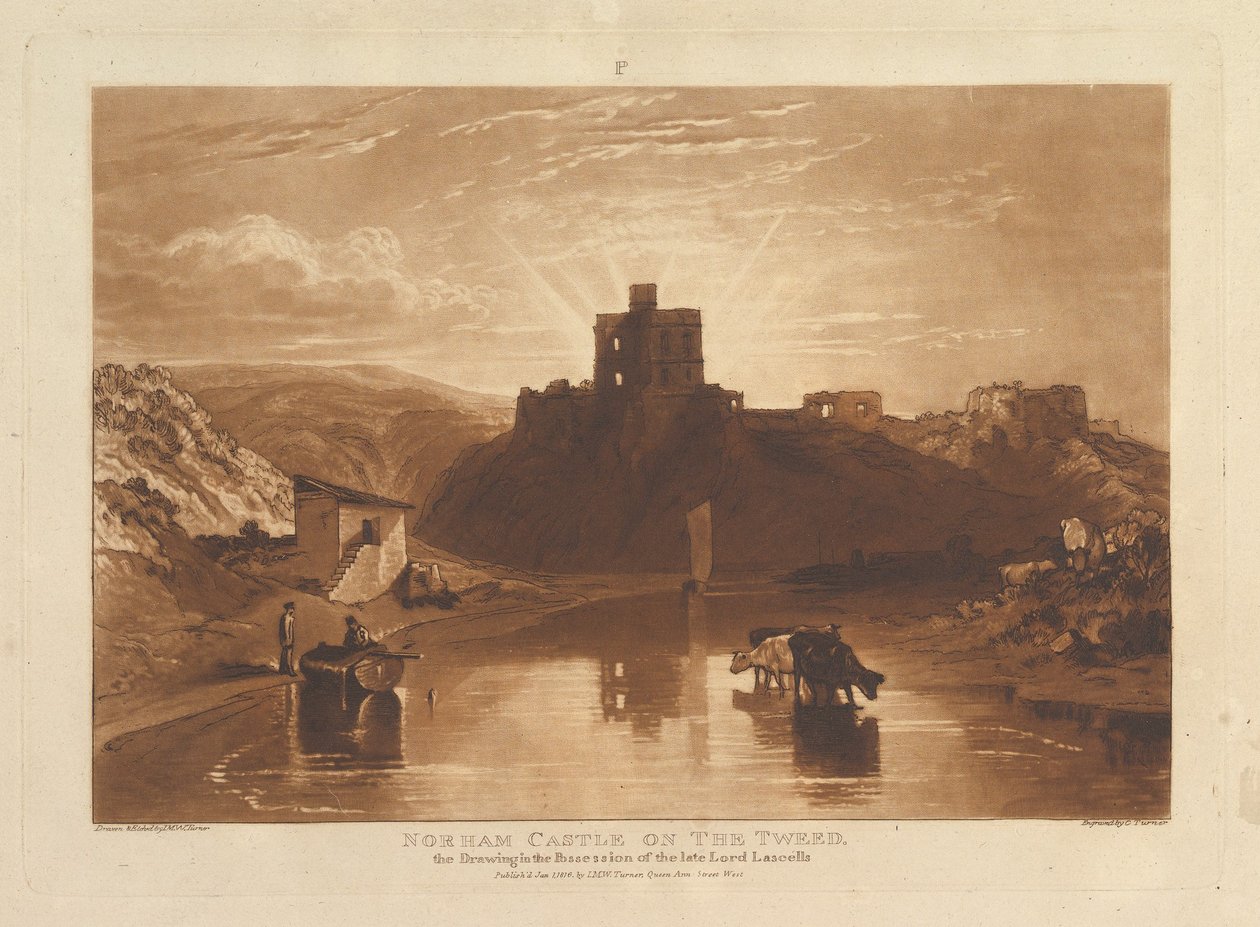Hrad Norham na Tweed Liber Studiorum, část XII, deska 57, 1. ledna 1816. od Joseph Mallord William Turner