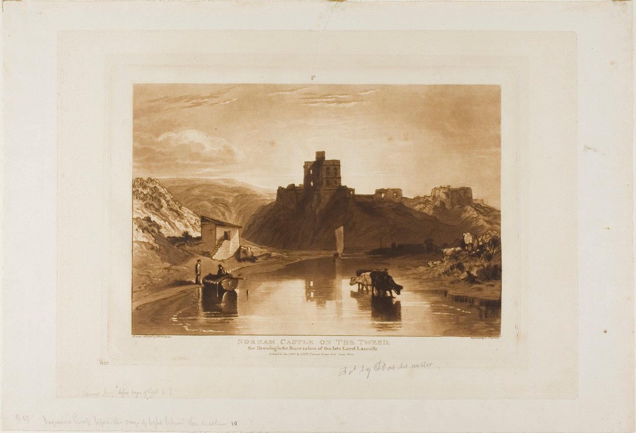 Hrad Norham, deska 57 z Knihy studií od Joseph Mallord William Turner