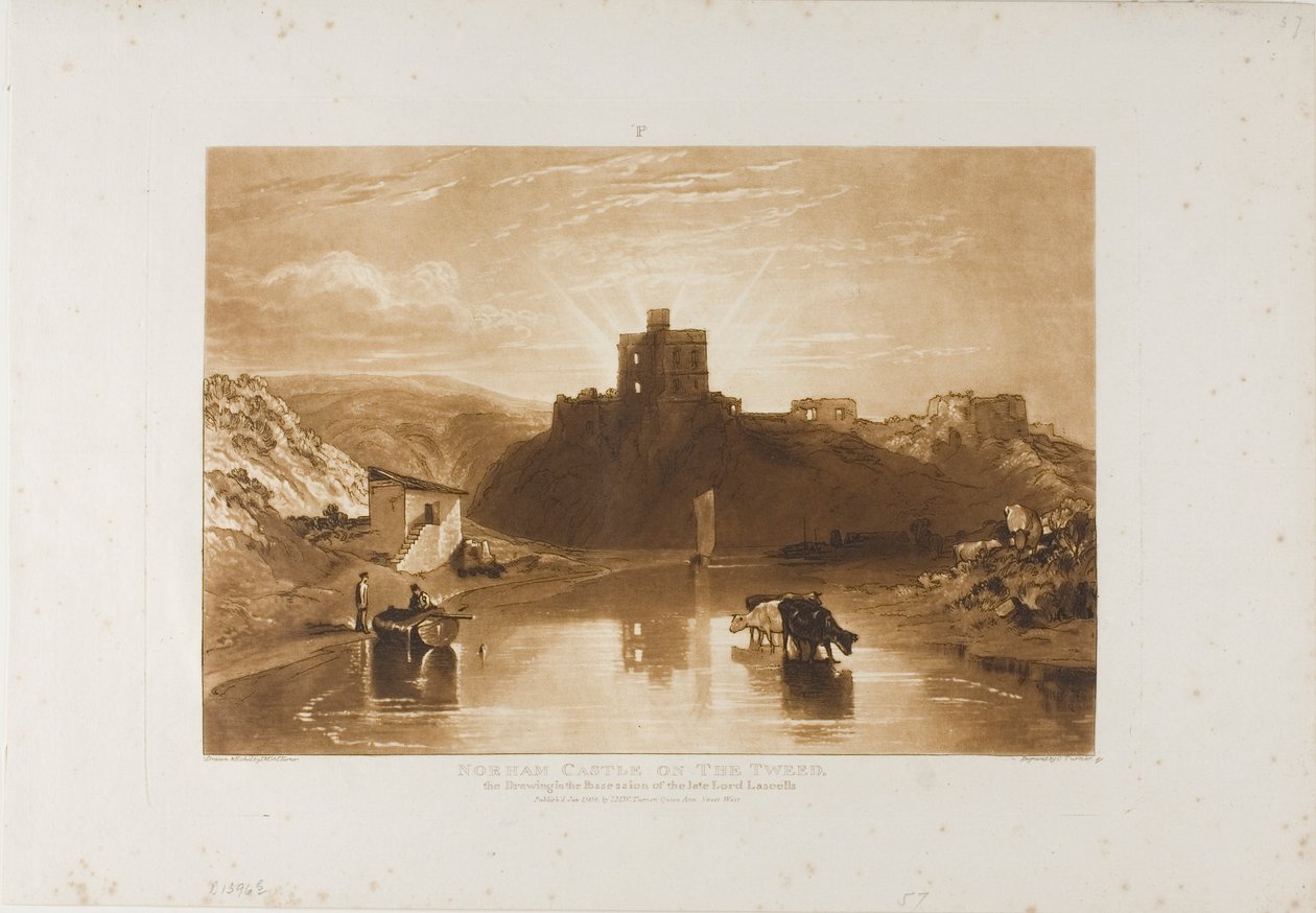 Hrad Norham, deska 57 z Knihy studií od Joseph Mallord William Turner