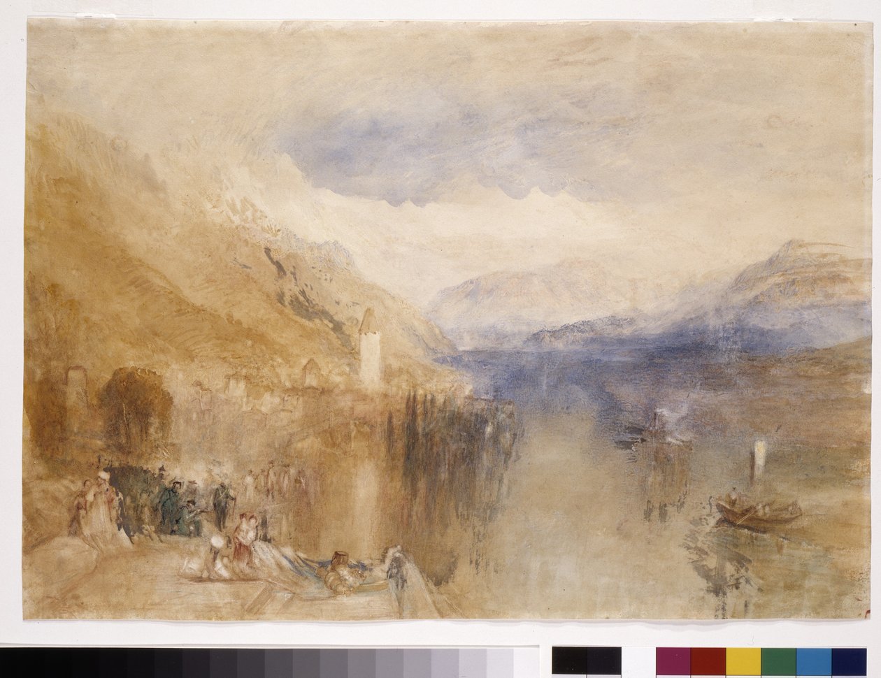 Oberhofen, jezero Thun (akvarel na bílém papíře) od Joseph Mallord William Turner